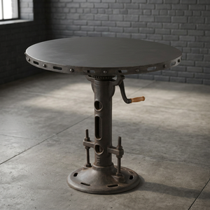 Table à manger pliante industrielle vintage, plateau en bois, structure en fonte noire rouillée, hauteur réglable pour la salle à manger - Product Image 3