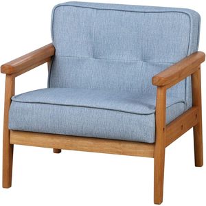 เก้าอี้โซฟาเด็กเดี่ยว BabyLand สีฟ้าอ่อน ผ้าลินิน โครงสร้างไม้จริง ปรับเอนได้ ของขวัญสำหรับเด็ก - Product Image 1