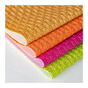 Gran oferta de cuero sintético tejido con purpurina para material decorativo, impermeable, elástico, resistente a la abrasión, de cuero de Pvc