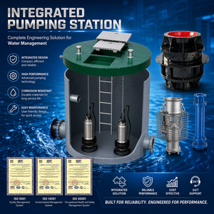 Station <span class=keywords><strong>de</strong></span> pompage préfabriquée intégrée, système <span class=keywords><strong>de</strong></span> levage des eaux usées à haute efficacité avec réservoir GRP pour usage municipal - Product Image 5