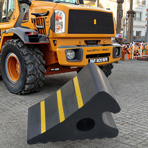 Zwaar Uitgevoerd Zwart Veiligheidsvoertuig Zwart En Geel Rubberen Vrachtwagen Wiel Chock Auto <span class=keywords><strong>Stopper</strong></span> Voor Parkeren En Laden Verkoop - Product Image 4