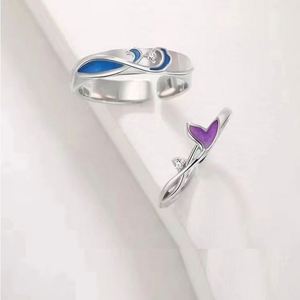 925 Silver Plated Romantic Zircon Heart <b>Ring</b> Men Women Coupler's Open <b>Adjustable</b> <b>Ring</b> Romantic Design Silver Plated Couple <b>Ring</b> - Product Image 2