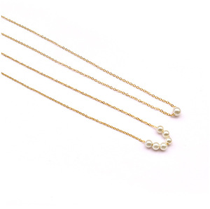 Colliers en chaîne de câble à maillons en forme de croix plaqués or 18 carats, en acier inoxydable anti-ternissement, collier ras du cou avec <span class=keywords><strong>perle</strong></span> <span class=keywords><strong>flottante</strong></span> pour femmes - Product Image 3
