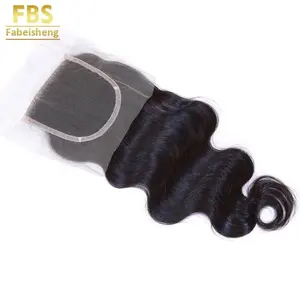 FBS 100 non trasformati brasiliani grezzi vergini cuticola allineati capelli umani naturale nero onda del corpo chiusura in pizzo