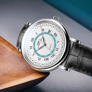 Montre mécanique automatique de luxe Lobinni, étanche, bracelet en cuir, cadran à aiguilles, MeisterSinger - Product Image 2