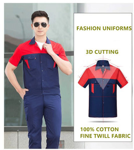 Rapide stock livraison usine logistique garage travail <span class=keywords><strong>tenue</strong></span> 100% coton à manches courtes hommes femmes travailleur uniforme - Product Image 3