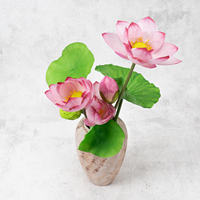 Fleur de lotus artificielle en soie style chinois pour bassin, décoration florale décorative pour mariage et salon, élément aquatique