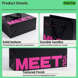 Customizable FSC-Certified Embossed Gift Bags Premium Recycled Paper Totes for Brand Packaging &amp; Special Events Wholesale OEM - Product Image 2