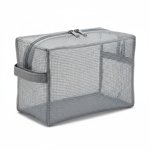 Bolsa de maquillaje personalizada con logotipo, de malla rígida, transpirable, de secado rápido, para gimnasio, viajes, ducha - Product Image 1