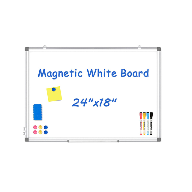 Double Size Writing Magnetic White Board Aluminium Frame Hanging Whiteboard 24" X 18" Dry Erase White Board for Wall