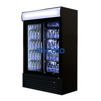 Réfrigérateur Vitrine Commerciale Supermarché à Porte Coulissante Verticale 1100L, Éclairage LED, Dégivrage Automatique, 5 Niveaux, pour Boissons (0~10°C)