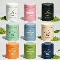 Boîte en fer blanc hermétique avec couvercle à vis pour poudre de thé vert de qualité alimentaire, poudre de matcha, café, 20g, 30g, 40g, avec gaufrage personnalisé