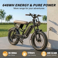 Vélo de montagne électrique rétro MX10 avec pneus larges 20x4.0, 48V 250W, 7 vitesses, fourche double en acier au carbone, selle longue et batterie au lithium