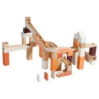 Onshine mainan Puzzle blok bangunan, mainan Puzzle blok bangunan jalur marmer kayu alam tak terbatas untuk anak usia 5 sampai 7 tahun