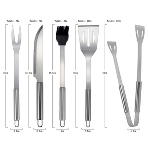 5 miếng không dính thép không gỉ di động nướng Kit nướng công cụ thiết lập với dao bàn chải ngã ba thìa và tong - Product Image 2