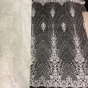 Hot selling bridal wedding accessory embroidery white lace fabric