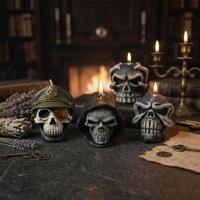 Moule en silicone M63765 Crâne d'Halloween pour bougies, outil créatif pour la fabrication de pierres diffuseuses de cire parfumée