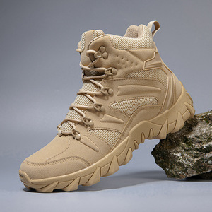 Botas Tácticas de Nailon para Hombre, Ligeras y Transpirables para Verano, Botas de Senderismo y Trabajo al Aire Libre, con Cordones, Estilo Desierto - Product Image 1