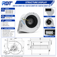 Ventilador Centrífugo AC D2E133-DM47-G3 230V 133mm de Doble Entrada, para Ventilación y Refrigeración de Equipos Industriales, Repuesto