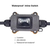 Commutateur de cordon en ligne extérieur 25A 125/250V interrupteur à bascule en ligne étanche avec lumière noire interrupteur d'alimentation en ligne DPST à 2 positions