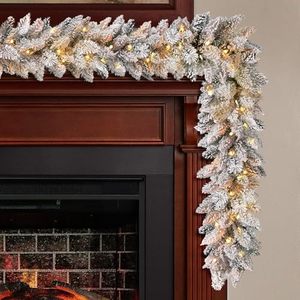 Guirlande de Noël artificielle luxueuse à neige artificielle, nouvelle conception, avec LED, guirlande de Noël floquée, couronne d'épinette - Product Image 4