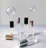 Flacons de parfum et crème pour le visage vintage uniques de luxe en gros, rechargeables, 5ml/10ml/30ml/50ml/100ml, emballage en verre transparent carré plat