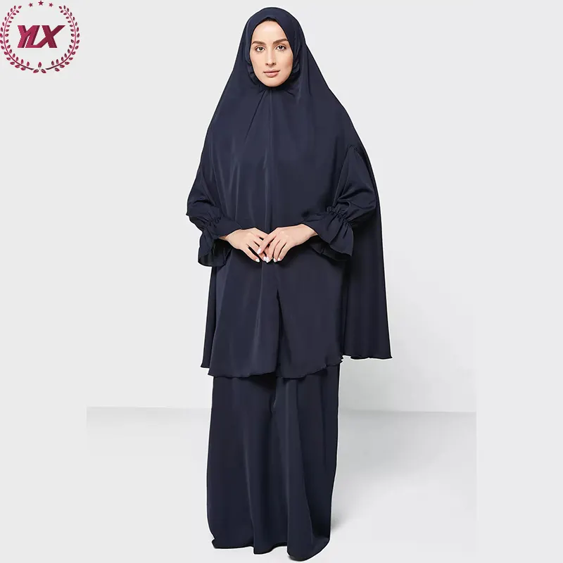 Venta caliente ropa islámica Color sólido oración Abaya Overhead Burka vestido de oración musulmán