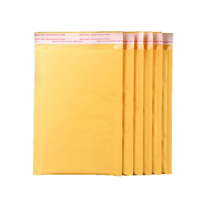 مغلف أصفر للشحن أكياس ورقية كرافت مبطنة قابلة لإعادة التدوير بشعار مخصص من كرافت أكياس بريد بفقاعات للملحقات
