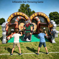Jeu de lancer de hache gonflable commercial étanche en PVC à double piste pour 2 joueurs, idéal pour les fêtes vikings et les locations extérieures