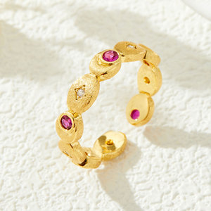 Vintage Style Hand Brushed Micro Set Zircon Open <b>Ring</b> Geometric Adjustable Index <b>Finger</b> <b>Ring</b> - Product Image 1