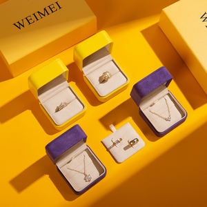 WEIMEI Luxury Jewelry <b>Gift</b> Box Set, High-End Wedding Ring Packaging, Elegant Yellow and Purple WEIMEI <b>Boxes</b>, Two-Piece Set - Product Image 3