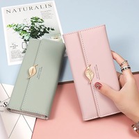 Dompet Panjang Wanita 2025 Model Terbaru Laris Manis Kapasitas Besar Lapisan Kanvas Motif Daun Tempat Kartu Gaya Segar untuk Wanita