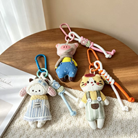 Porte-clés tendance en forme de poupée animale de dessin animé mignonne, chaîne de téléphone portable pour fille, pendentif polyvalent pour clés de voiture