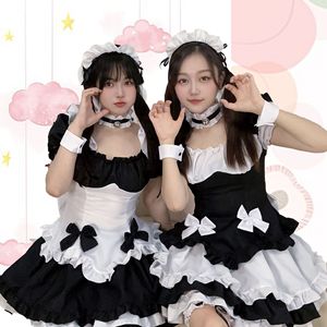 Disfraz de Sirvienta, Vestido de Anime Cosplay Blanco y Negro, Falda de Uniforme Estilo Mariposa para Mujer - Product Image 1