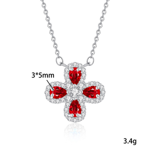 Collar de Plata de Ley 925 con 9 Piedras Naturales en Forma de Pera de 3*5mm, Diseño de Trébol de 4 Hojas, Joyería de Cristal y Piedras Preciosas al por Mayor - Product Image 6