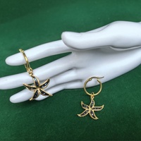 Breloques feuille d'acier inoxydable de luxe émail boeuf pendentif étoile goutte huile breloques avec bijoux en diamant