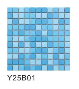 Foshan Pool Supplier Solid Blue Color Glazed Glossy Mozaic Pool Tiles Porcelain Swimming Pool Mosaic