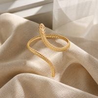 Ensemble de bagues et bracelets ajustables en forme de serpent doré, style exagéré et haut de gamme, pour femme