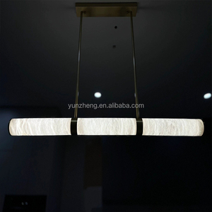 Simple y moderno restaurante Bar isla plataforma alabastro candelabro italiano minimalista decorativo cobre LED 3000K lámpara blanca cálida - Product Image 4