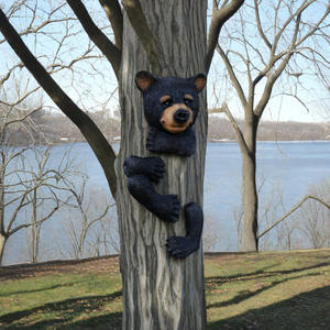 In resina nero orso albero hangger appeso cortile ornamento giardino decorazione all'aperto statua - Product Image 5