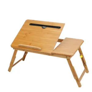 <span class=keywords><strong>Mesa</strong></span> <span class=keywords><strong>Plegable</strong></span> de bambú para ordenador portátil, bandeja ajustable de madera para cama - Product Image 1