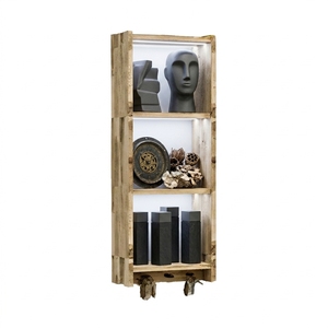 Estante de Pared de Madera Maciza de 3 Niveles, Estilo Moderno y Minimalista, con Ganchos Inferiores para Organización - Product Image 1