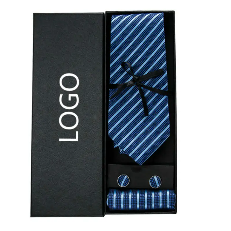 LELE-Conjunto de corbata de seda con Logo personalizado para hombre, caja de embalaje de papel para corbata, el mejor regalo