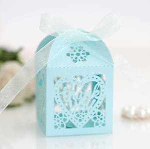 Boîte à bonbons heureuse boîte d'amour bleue évidée Thanksgiving merci merci amant Heart Candy Box - Product Image 4