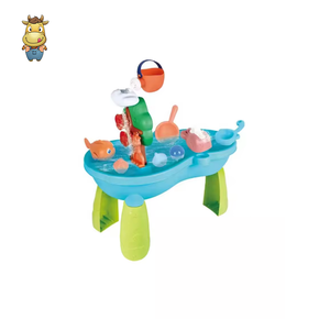 Table de jeu aquatique pour enfants avec cascade, seau, pelle, moules à poissons, en PP et ABS, table d'activités sable et eau, jouets de plage pour tout-petits - Product Image 1