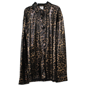 <span class=keywords><strong>Chemise</strong></span> à manches longues à boutons zébrés dorés brillants pour <span class=keywords><strong>homme</strong></span> Style années 1980 Chemisier disco métallisé Accessoire supérieur - Product Image 3