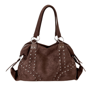 Borsa Tote Retrò Distintiva con Rivetti e Divisorio Interno, Doppia Tracolla, Pratica per Uscite Urbane - Product Image 1