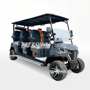 Carrito de Golf Eléctrico Elevado para Seis Pasajeros con Techo Rígido Negro, Parabrisas Dividido y Neumáticos Todoterreno para Lodo, Ideal para Transporte en Resorts - Product Image 2