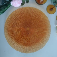 Assiette de présentation en verre texturé ambre soleil, sous-assiette décorative pour mariages, hôtels et repas à domicile (vente en gros)