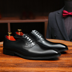 Zapatos Oxford de Vestir para Hombre, de Cuero Genuino, con Punta Puntiaguda, con Cordones, para Negocios, Oficina, Carrera, Todas las Temporadas, Suela de Goma - Product Image 3